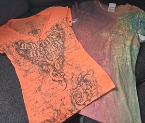 Orange Biker Top Size Large Butvfits Likexa Small Small And Multi Color Harley